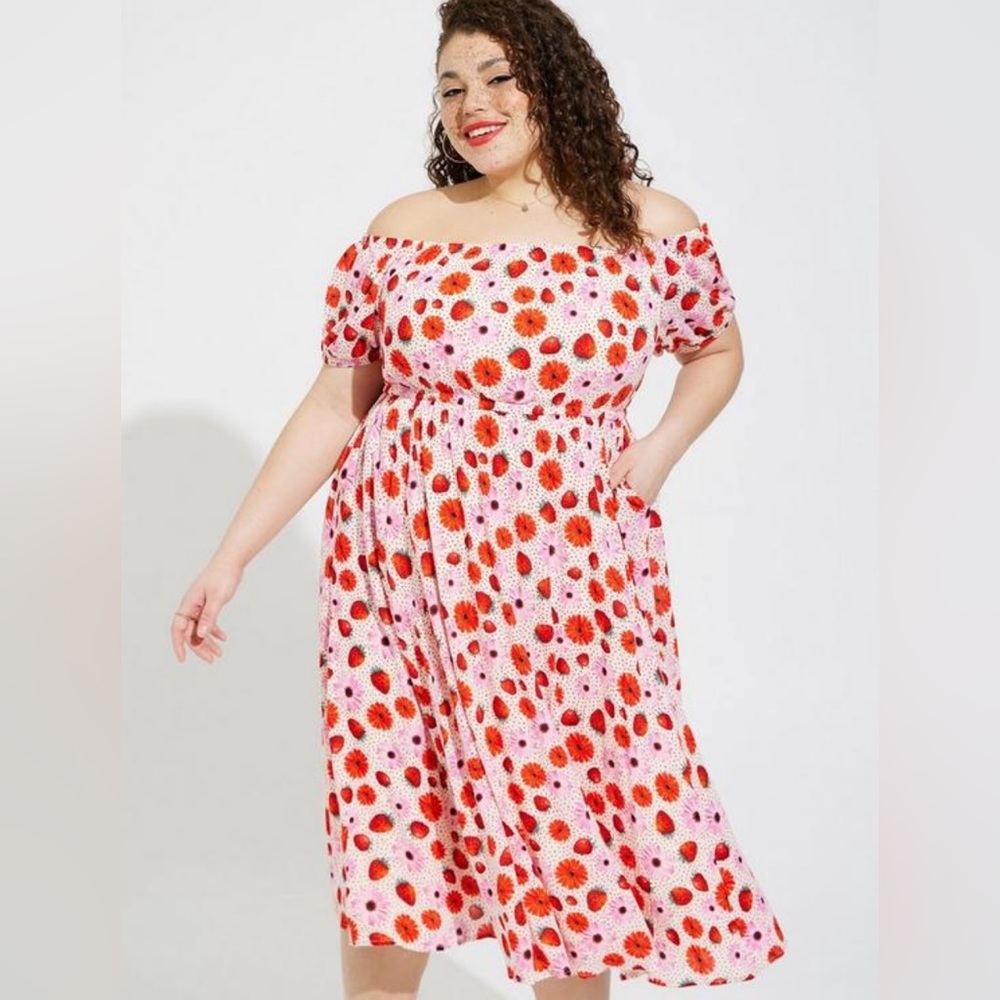 Retro Chic Midi Gauze Puff Sleeve Skater Dress